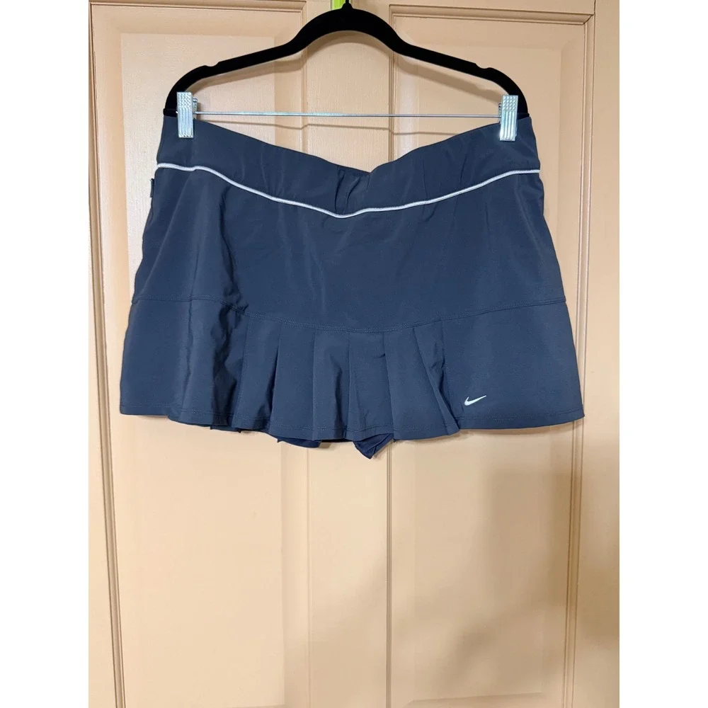 Nike Dri-FIT Tennis Skort XL Charcoal Grey Pleated Athletic Golf Skirt Womens